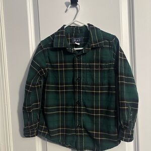 The Children's Place Dark Green Plaid Button-Down Shirt